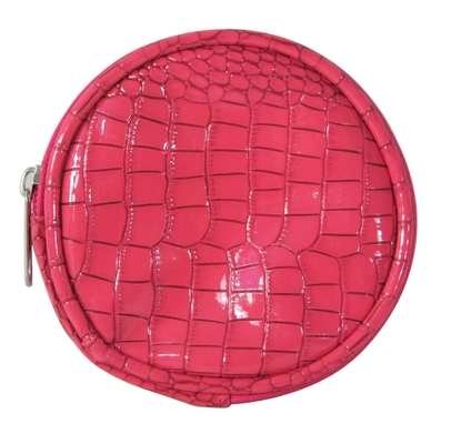 De manierritssluiting doet Roze Ronde Pu Gemakkelijke Portefeuille in zakken draagt 9×3 cm-Serigrafiedruk